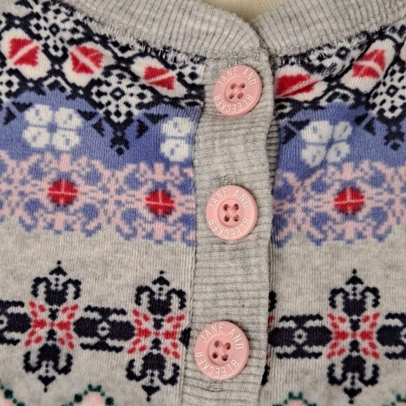 Jane & Bleecker Size L Striped Patterned Fleece Henley Pajama Top Long Sleeve - Picture 3 of 13